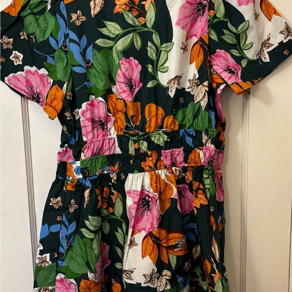 Anthropologie Black Floral Dress with Pink & Orange Flowers - Picture 4 of 5